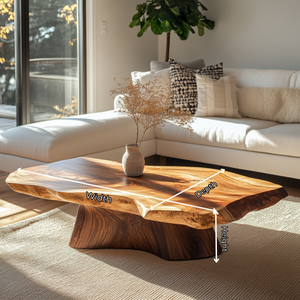 Live Edge Solid Wood Coffee Table Sculptural Statement Table