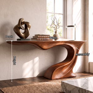 Console Table Solid Wood with Sculptural Arch Base