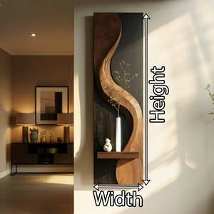 Sculptural Solid Wood Wall Panel with Display Shelf