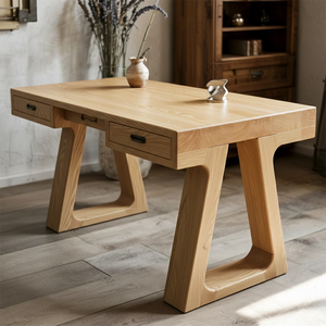 Handmade Solid Wood Office Desk with Drawers Modern Rustic Writing Desk with Storage .