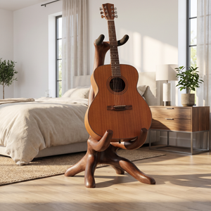 Sculptural Guitar Holder Handmade Wooden Instrument Stand