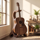 Sculptural Wooden Guitar Stand Modern Acoustic Display Holder