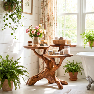 Tree Root Bathroom Shelf Handmade Wooden Spa Organizer
