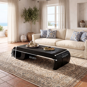 Sculptural Solid Wood Coffee Table, Modern Curved Statement Table