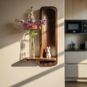 Minimalist Solid Wood Wall Niche Shelf with Sculpted Back Panel