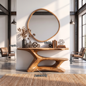 Console Table Solid Wood with Sculptural Tiered Arch Base