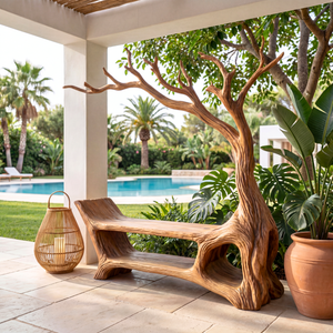 Handmade Organic Tree Branch Wooden Bench