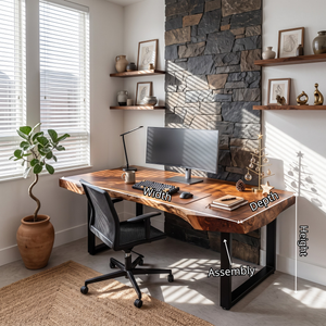 Organic Live Edge Solid Wood Desk For Modern Home Office