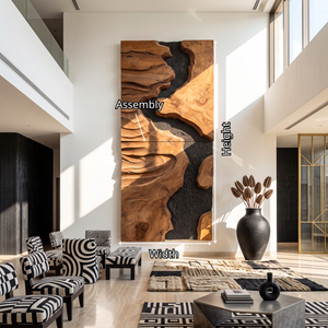 Abstract Solid Wood Wall Art with Layered Canyon Carvings