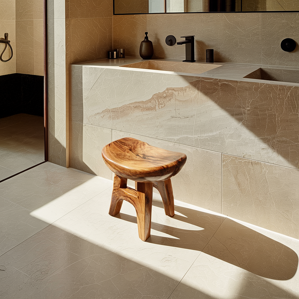Organic Solid Wood Accent Stool for Modern Interiors