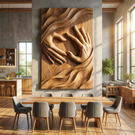 Handcrafted Solid Wood Wall Sculpture with Connected Hands and Flowing Grain Landscape