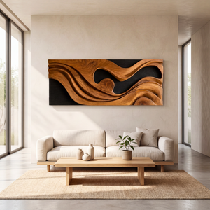Organic Wooden Wall Art Panel Contemporary Abstract Sculpture