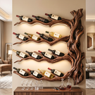 Organic Branch Solid Wood Wine Rack Wall Shelf