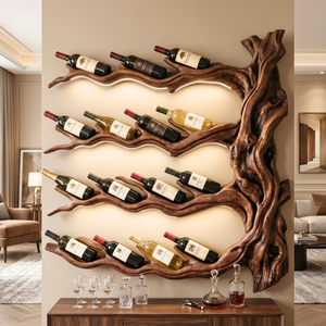 Organic Branch Solid Wood Wine Rack Wall Shelf