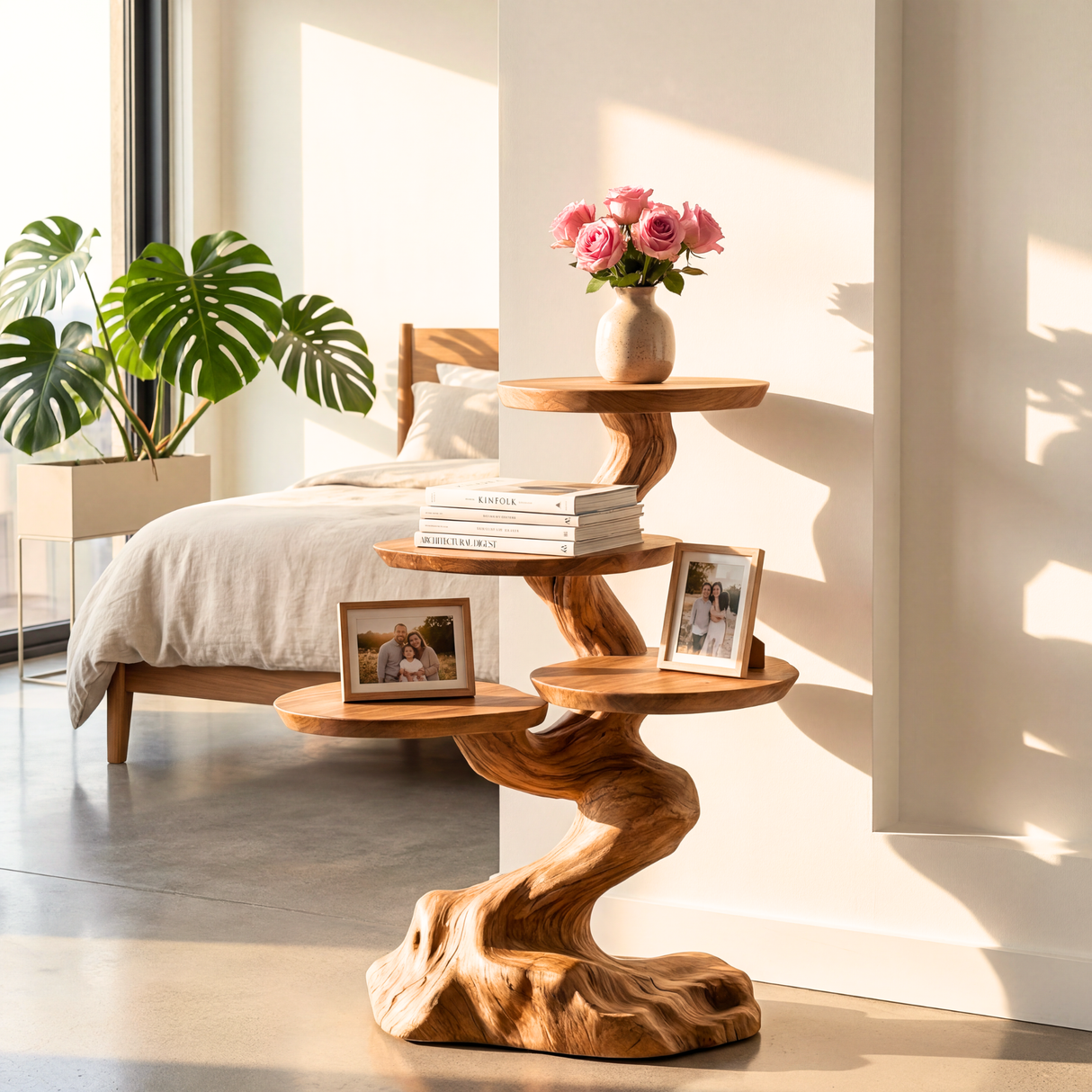 Tree Root Pedestal Side Table Handmade Wooden Display Stand