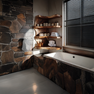 Live Edge Corner Wood Bathroom Shelf