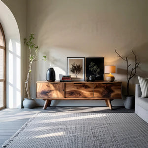 Solid Wood Sideboard with Sculptural Grain and Low Modern Profile