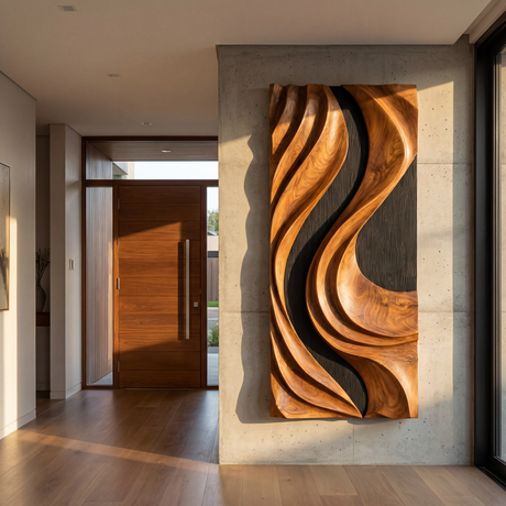 Wooden Wall Art Modern Organic Sculpture Panel