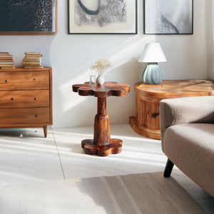 Carved Solid Wood Pedestal Table for Artistic Interiors