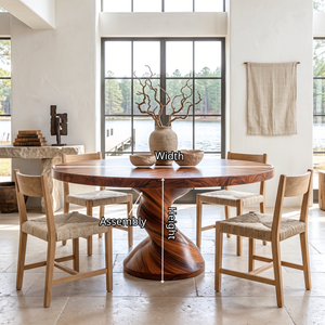 Dining Table with Twisted Pedestal Base and Round Solid Wood Top