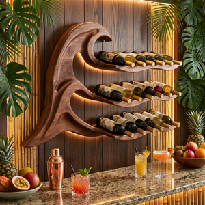 Modern Organic Solid Wood Wine Rack Wall Shelf