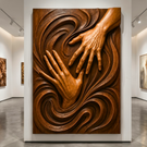 Handmade Abstract Wooden Hand Wall Sculpture Artwork