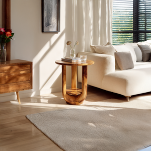 Organic Solid Wood Side Table with Open Sculptural Frame