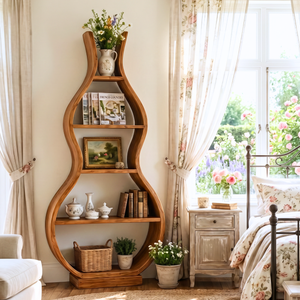 Handmade Organic Wooden Floor Shelf Sculptural Storage Display