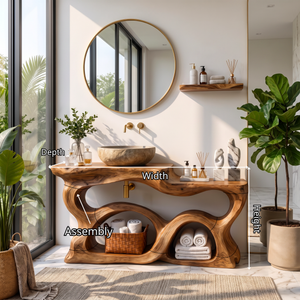 Bathroom Vanity Solid Wood with Sculptural Multi Arch Storage for Bathroom