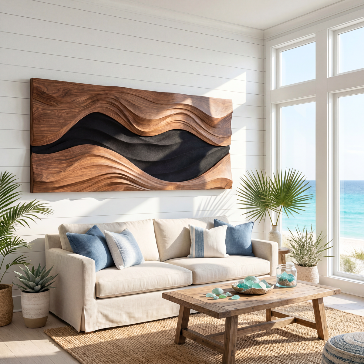 Sculpted Horizon Layered Wooden Wall Art Modern Organic Abstract Sculpture