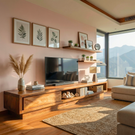 Solid Wood TV Cabinet with Open Shelf Storage for Modern Living Rooms