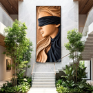 Handmade Modern Wooden Woman Portrait Wall Sculpture