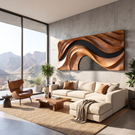 Handmade Abstract Wooden Wave Wall Art Panel Modern Organic Sculpture Decor