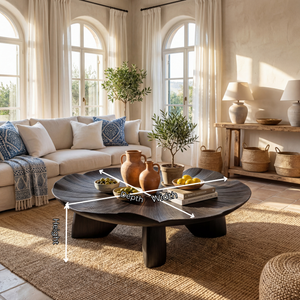 Sculptural Solid Wood Coffee Table with Textured Organic Top