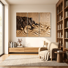 Carved Ocean Wave Triptych Wood Wall Art