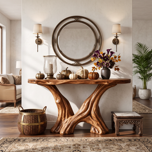 Organic Solid Wood Console Table with Sculptural Root Base