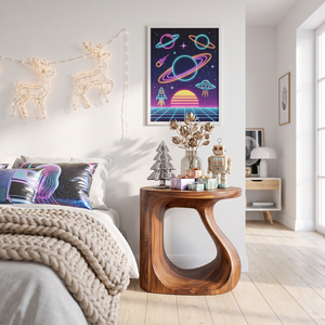 Organic Solid Wood Side Table with Sculptural Open Loop Base
