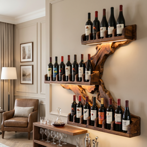 Organic Flow Solid Wood Wine Rack Wall Shelf