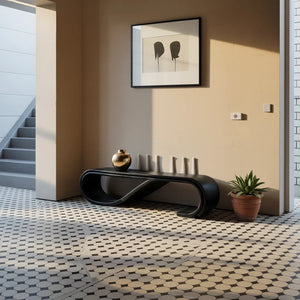 Solid Wood Loop Bench with Wave Curve for Organic Modern Hallway