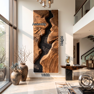 Vertical Sculpted Wood Wall Art with Layered Relief and Contrasting Textures