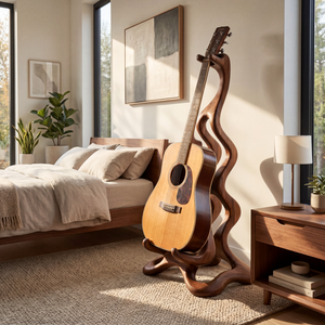 Wooden Guitar Stand with Organic Design for Acoustic Guitar Display