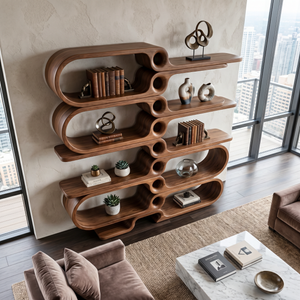 Sculptural Bookshelf Design Handmade Organic Modern Display Shelf Contemporary Storage Unit