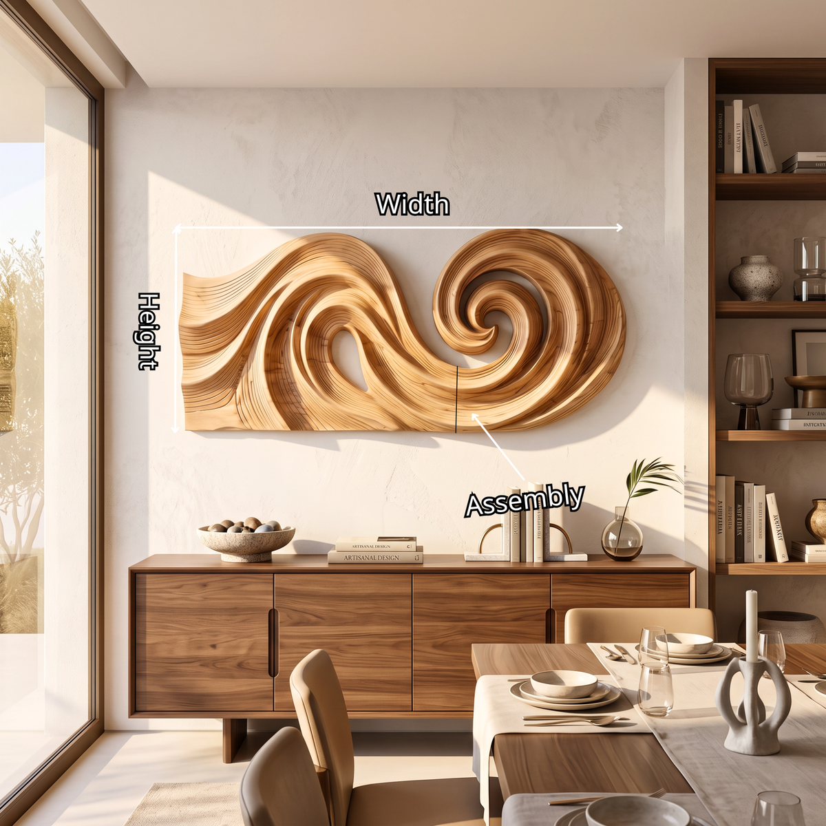 Double Spiral Flow Wood Wall Sculpture