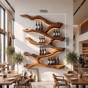 Wall Mounted Wine Rack Solid Wood Flowing Branch Shelves
