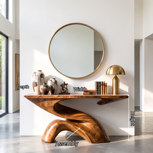 Console Table with Sculptural S Curve Base for Entryway Decor