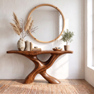 Console Table Solid Wood with Sculptural Intertwined Branch Base