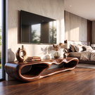 TV Console Solid Wood with Sculptural Double Loop Base for Living Room Decor