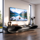 TV Console Solid Wood with Sculptural Double Loop Base for Living Room Decor