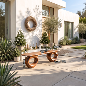 Bench Solid Wood with Sculptural Ring Base and Flowing Live Edge Seat