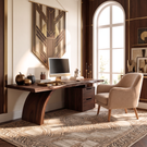 Sculptural Live Edge Solid Wood Desk With Two Drawers For Home Office
